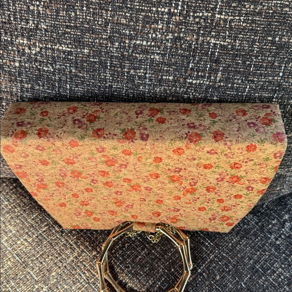 Chic Floral Clutch with Gold Accent Handle - Picture 5 of 5